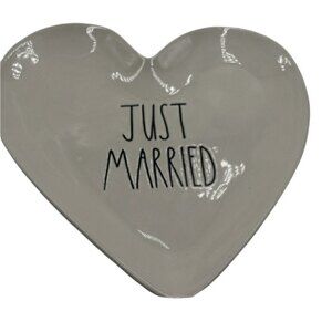 Rae Dunn Just Married White Heart Plate